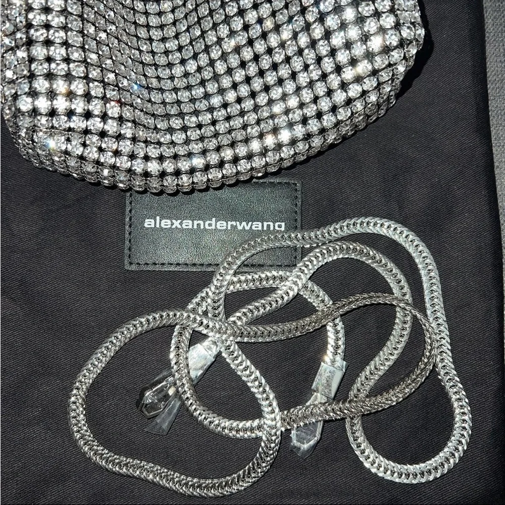Alexander Wang heiress pouch in rhinestone mesh handbag silver AUTHENTIC - Picture 9 of 13